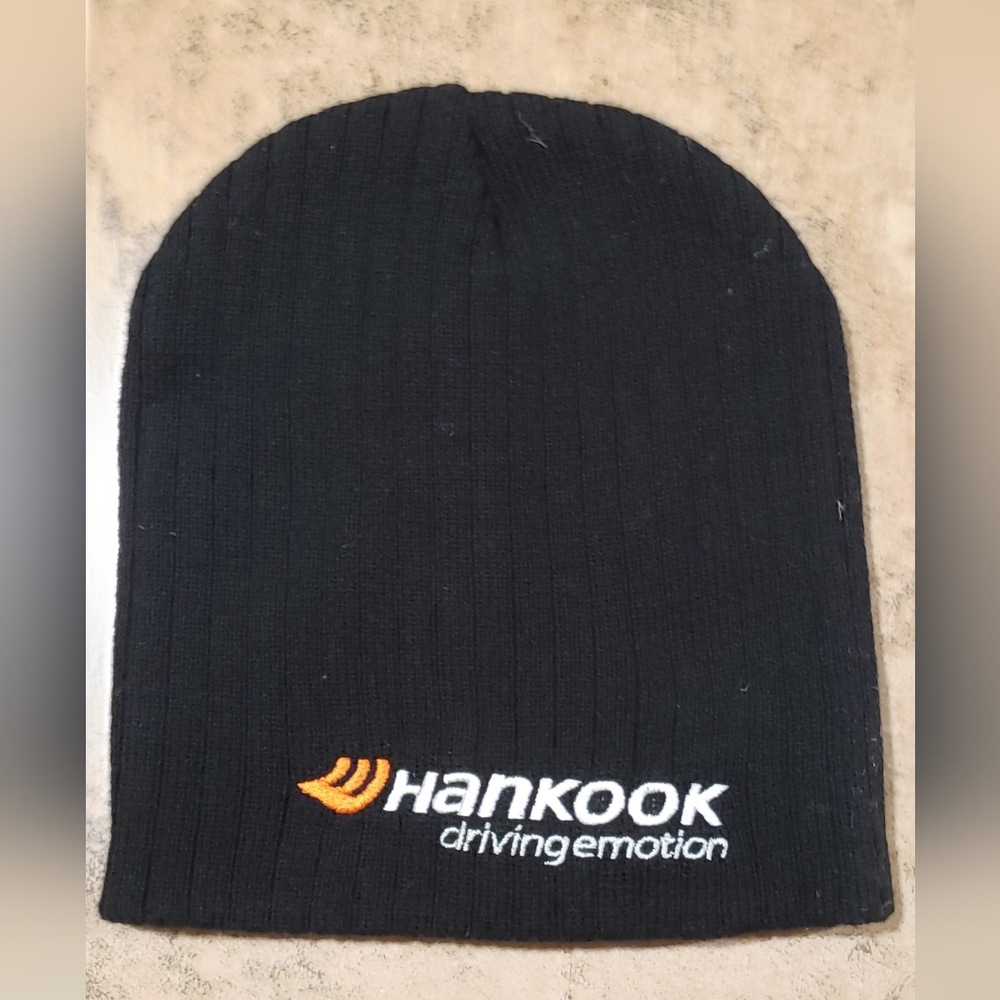 Hankook Black Beanie with Orange Logo Brand New Without Tags Toque